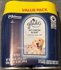 2 Count Glade Automatic Spray Refill Pet Fresh Scent - Fight Pet Odors - 6.2 OZ