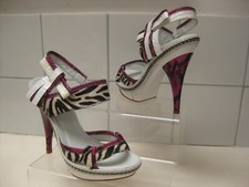 KAREN MILLEN STILETTOS SANDALEN SCHUHE 4 Zebra Ponyhaar High Heels Riemchen Rosa