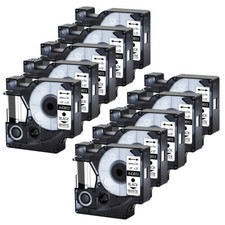 10 PK 43613 Black on White Label Tape for DYMO D1 LabelManager 450D 100 6mm 1/4"