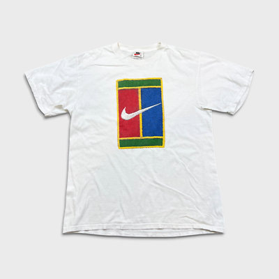 Vintage 90s Nike Court Challenge T Shirt Mens Medium White Tennis