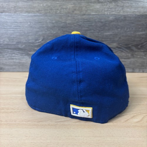 Vintage Milwaukee Brewers Hat Cap 7 3/8 Blue New Era Fitted Retro Side Patch - Picture 7 of 11