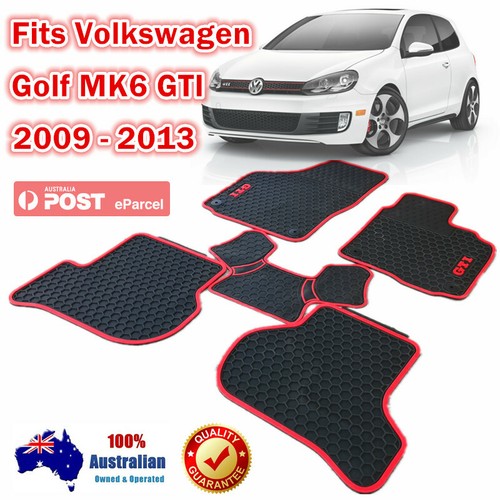 Red Rubber Car Floor Mats Tailor Made VW Volkswagen Golf MK6 GTI 2009