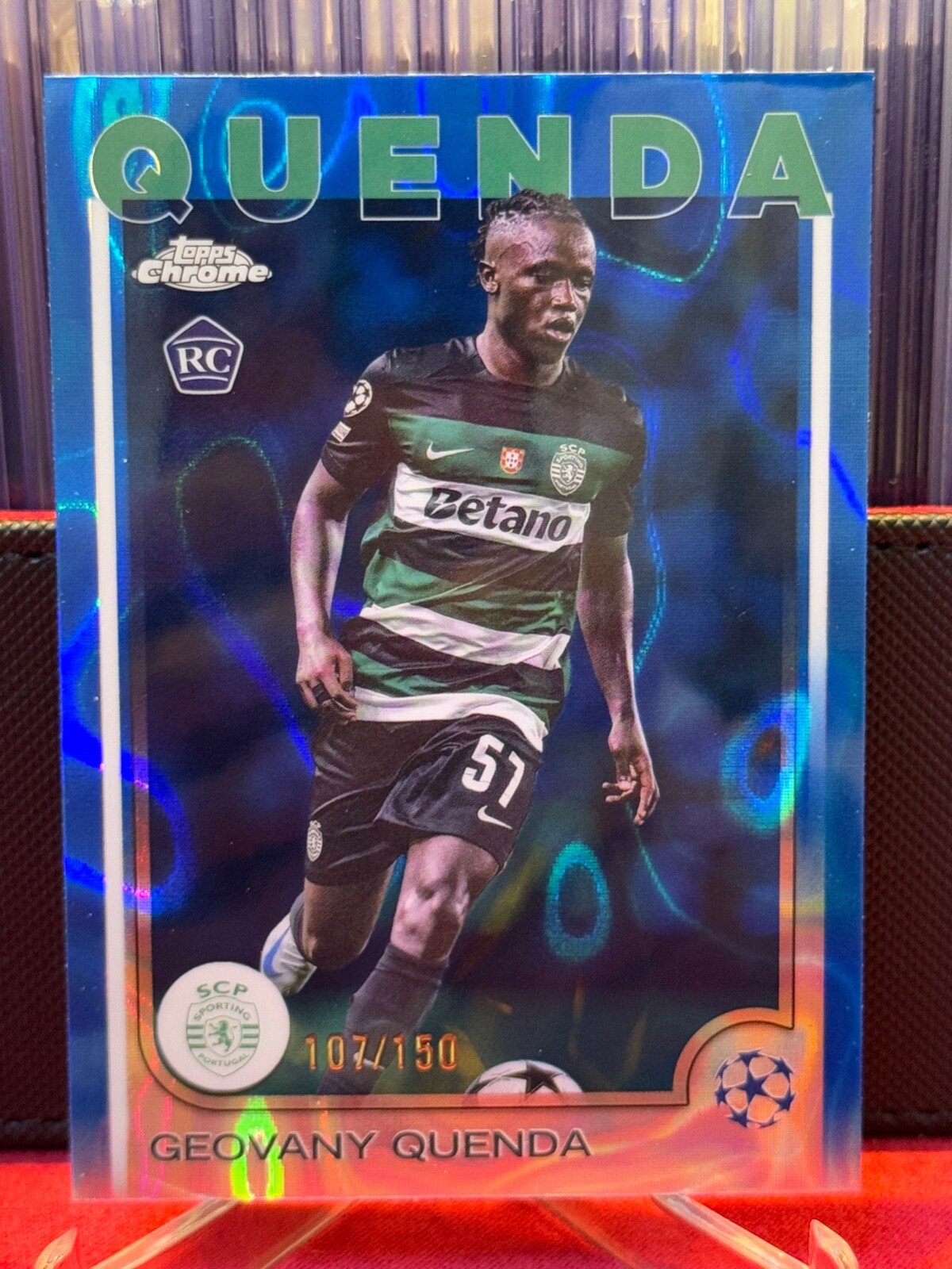 2024-25 Topps Chrome UEFA Geovany Quenda #108 Blue Lava 107/150 RC Sporting