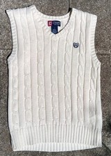 CHAPS Boys Ivory Sweater Vest Size 7 100% Cotton V-Neck