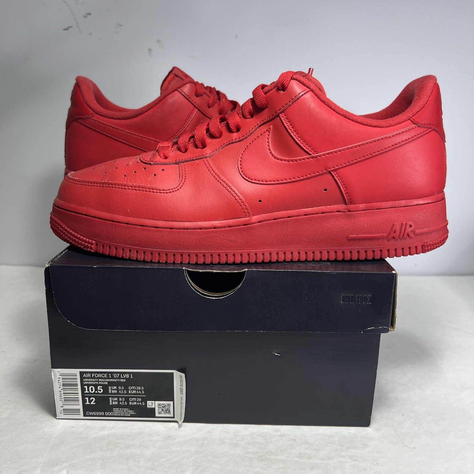 Nike Air Force Low '07 LV8 Triple Red 2020 Size CW6999