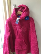 Ladies Fila Logo Beetroot Purple Fleece Hoodie Hoodie Item 360381 Size L New