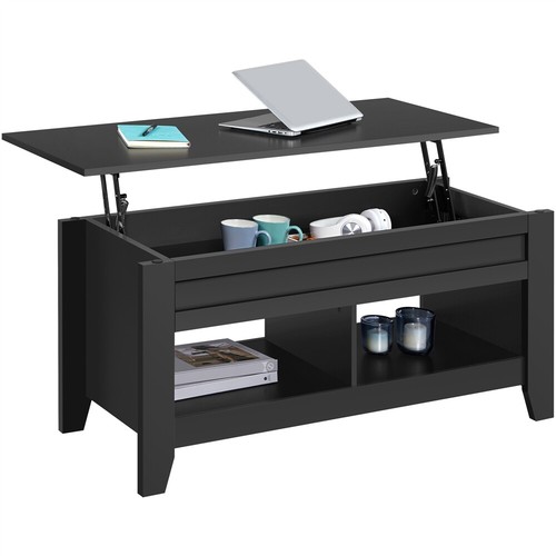 Mesa Centro Elevable Salón Mesa de Café con Revistero Marrón Madera 104x49x61cm - Imagen 36 de 44