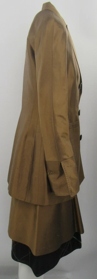 Traje Falda Gianfranco Ferre Marrón Caramelo Iridiscente Doble Pecho Talla 46 Foto 2 de 4