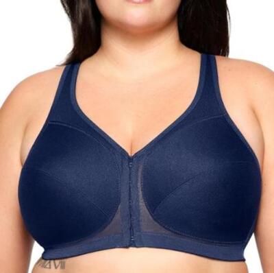 Glamorise 1265 Magic Lift Front Close Posture Back Support Navy Bra Sz 36F