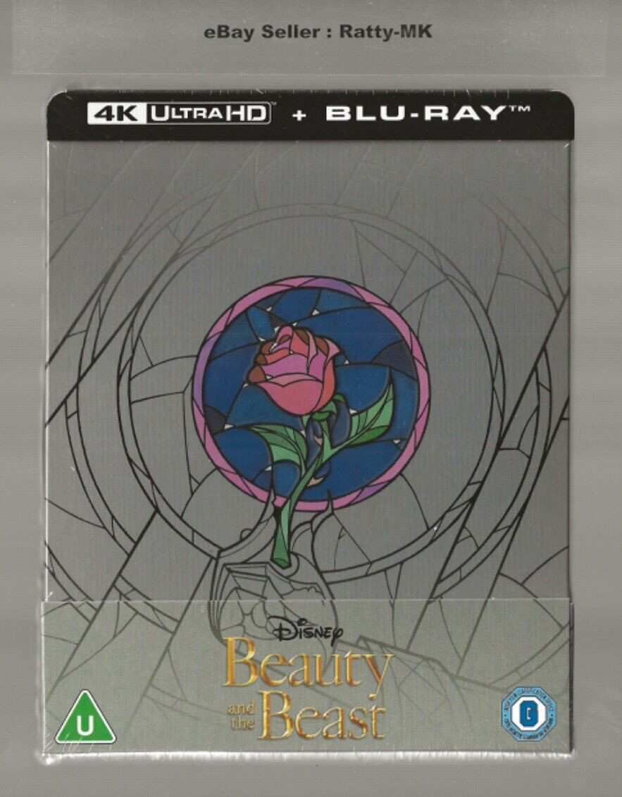 DISNEY'S BEAUTY & THE BEAST (1991) - UK EXCLUSIVE 4K + BLU RAY STEELBOOK - NEW