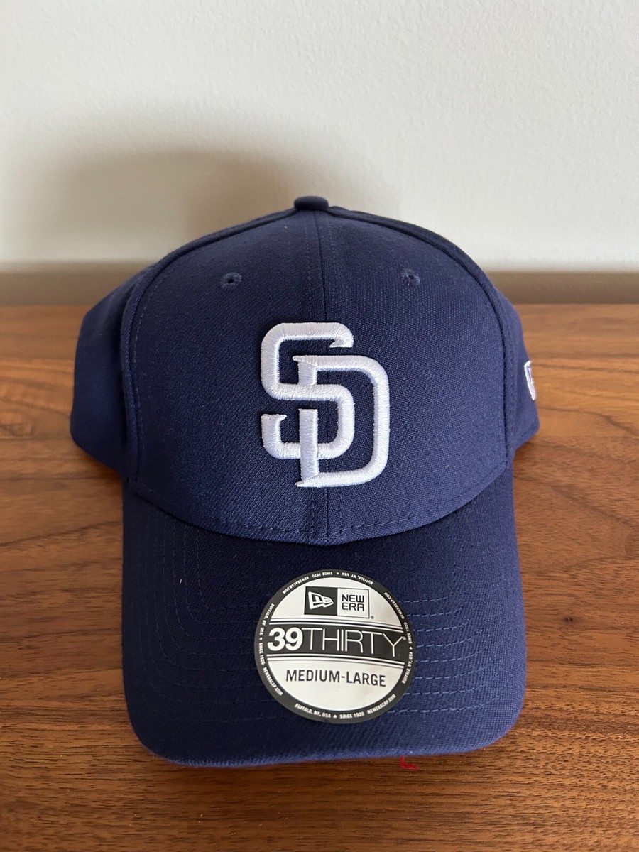 San Diego Padres Cap Hat New Era 39Thirty Stretch Fit SD Blue White New M/L