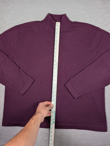 Alfani 100% Cashmere Sweater Mens 2XL Maroon Quarter Zip Collared Fine Pure - Picture 5 of 7