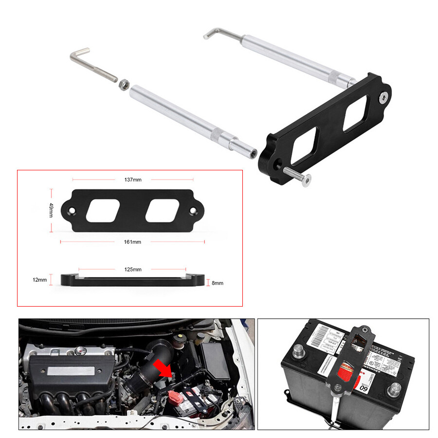 Battery Tie Down w/Hold Down Rods Tray Hooks Kit For Honda