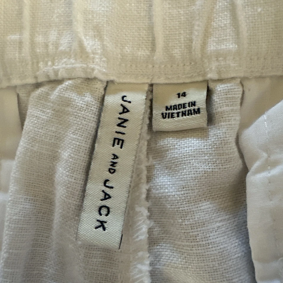Janie and Jack Niñas 14 Blanco Lino Mezcla Pantalones Sweet Paradise 2022 Foto 3 de 4