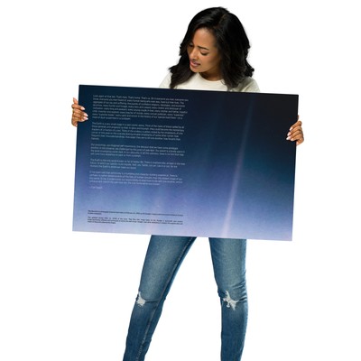 Pale Blue Dot, Voyager 1 (2020 rev.) with Carl Sagan quote   Metal print poster