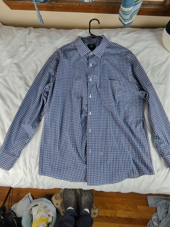men's dockers dress shirts Dockers Dress Shirt Mens Large White Stripe Button Down Easy Care NWT