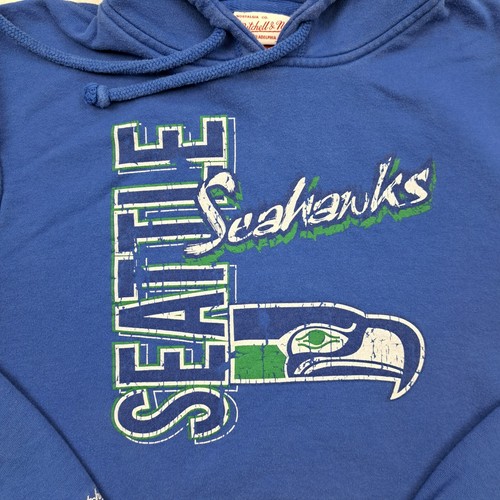 Seattle Seahawks Mitchell & Ness Hoodie Mens Large Blue Retro Graphic Logo NFL - Picture 6 of 11
