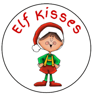 PERSONALISED CHRISTMAS SWEET PARTY BAG ELF KISSES STICKERS LABELS #1