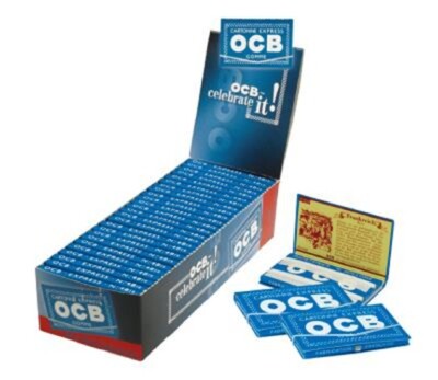 25 x 100 Blatt OCB BLAU Doppelt Gummizug Papers Blättchen Zigarettenpapier