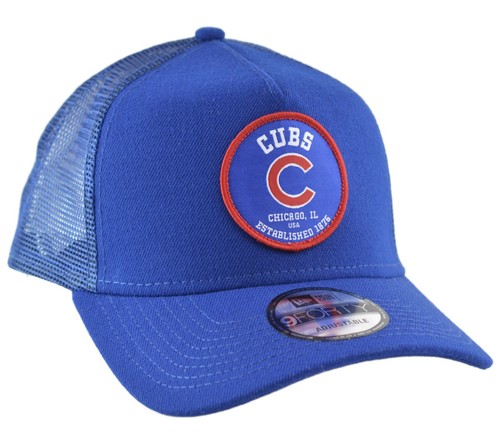 Chicago Cubs New Era 9FORTY Circle Logo Adjustable Mesh Back MLB Trucker Hat - Picture 3 of 8