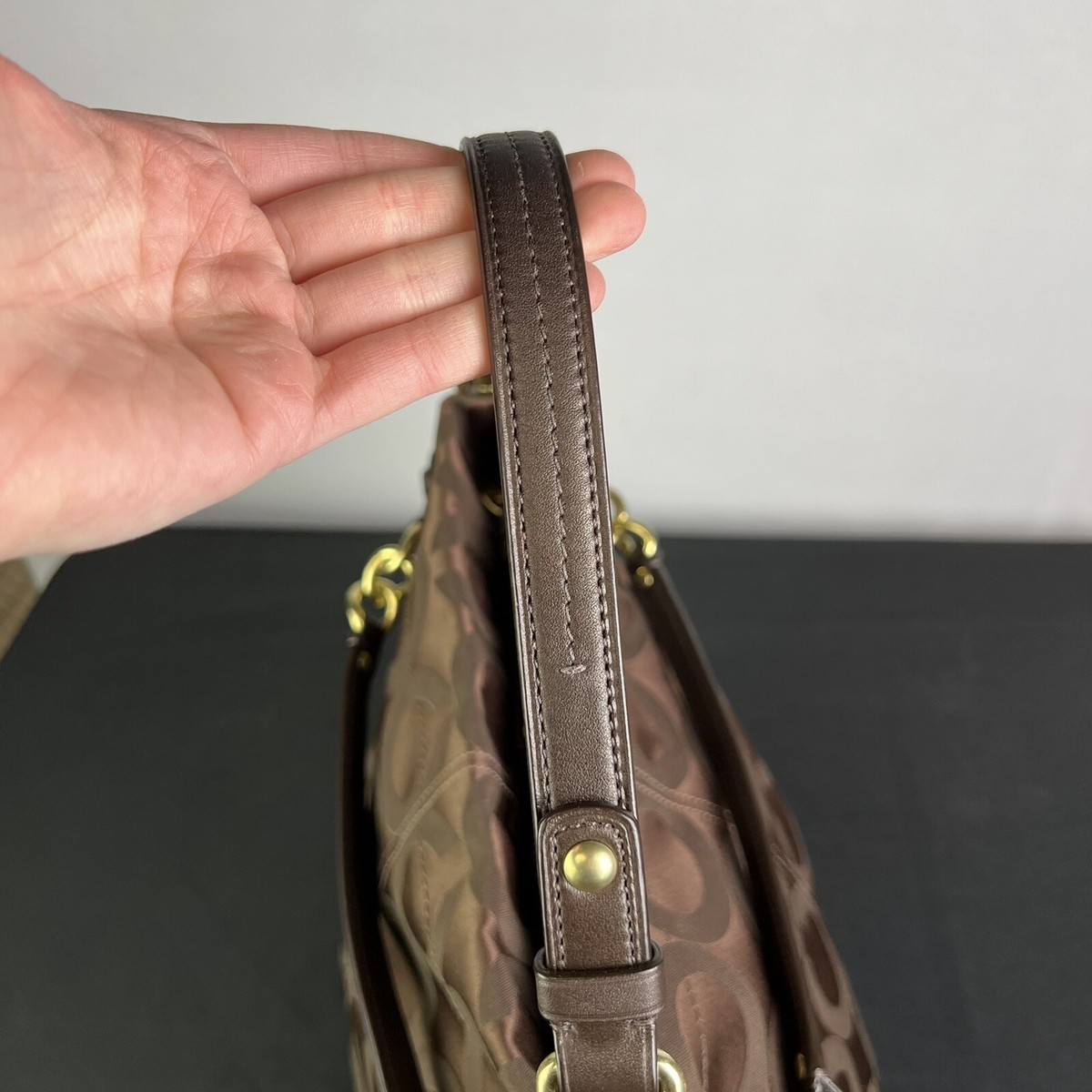Coach Brown Monogram Logo Shoulder Bag Purse 14146 NEW | eBay