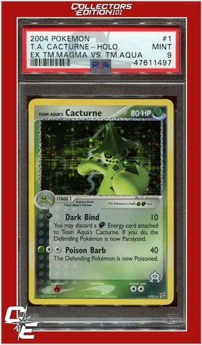 EX Team Magma vs Team Aqua 1 Team Aqua's Cacturne Holo PSA 9