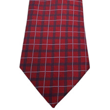 Brooks Brothers Stain Resistant Neck Tie Silk Red Plaid Made in USA Mens