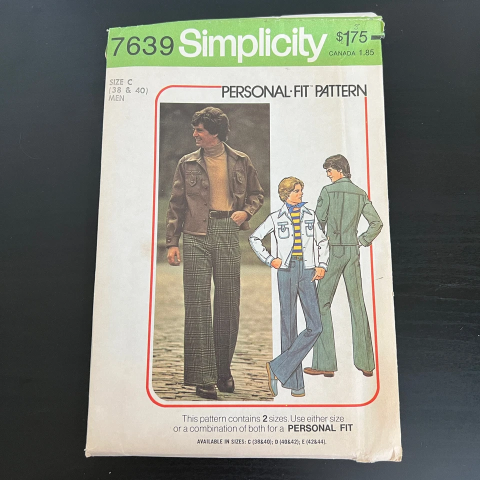 Vintage 1970s Simplicity 7639 Men’s Jacket + Pants Sewing Pattern 38 40 UNCUT - Image 2 of 4