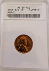1955-S/S Lincoln Wheat Cent ANACS MS65 RPM-2 Superb Bold RPM Red Gem Soapbox