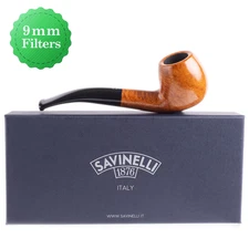 Savinelli Siena 626 - 9mm - Italian Handmade Tobacco Pipe, Bent Apple