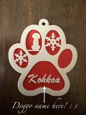 Customizable Dog Paw Print Christmas Tree Ornament