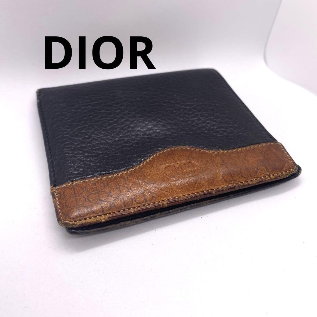 Dior Black Leather Folding Wallet by Christian Dior