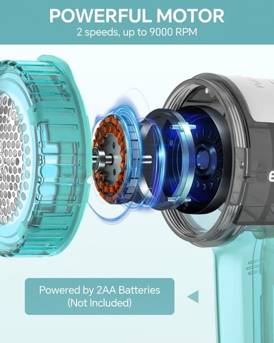 Fabric Shaver and Lint Remover, Sweater Defuzzer with 2-Speeds, 2 Replaceable... - Picture 5 of 7
