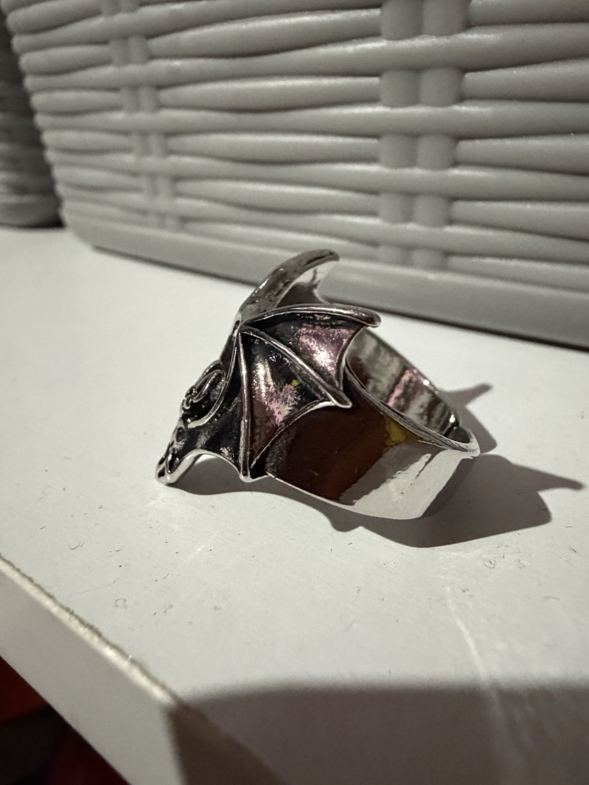 Bat Statement Silver Metal Ring Gothic Halloween … - image 4