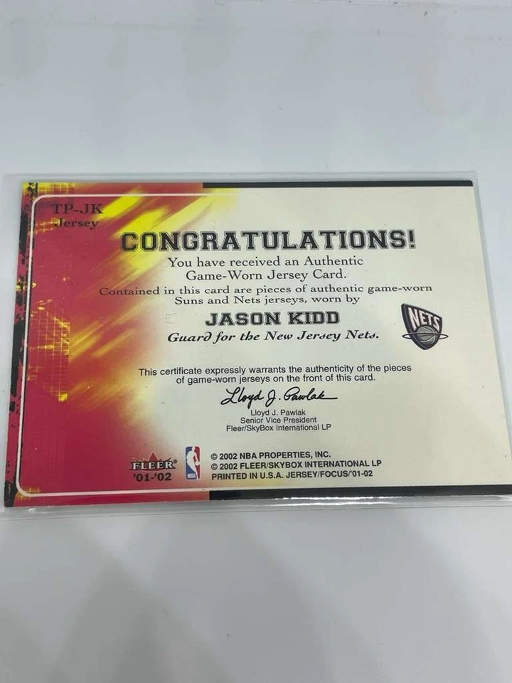 2001-02 Fleer Focus Trading Places Jason Kidd Dual Game-Worn Jersey TP-JK - Image 2 of 2