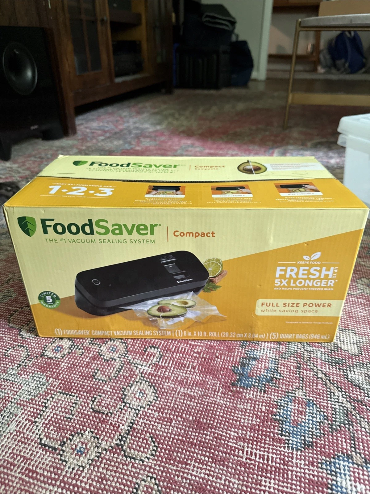 FoodSaver Space Saving Vacuum Sealer System VS1120 w/8"x10' Seal Roll & Bags