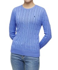 Genuine Polo Ralph Lauren W Cable Knit Cotton Crew Neck Sweater - Blue