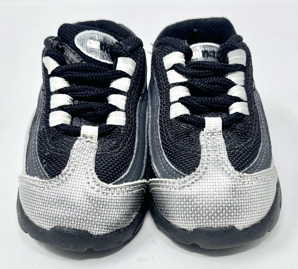2011 Nike Air Max '95 银色 黑色 跑步鞋 TD 学步儿童 311525-028 尺寸 3.5C — 第 3/4 张图片