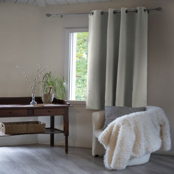 Rideau occultant 140x180 cm en polyester gris clair pour fenêtre de chambre