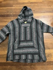 Iguana Jack Vintage Mexican Baja Hoodie Hippie Festival XL Black And Grey