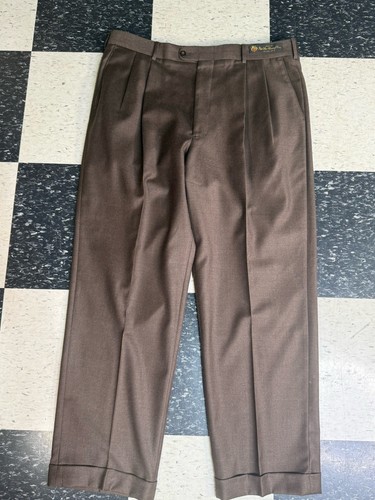Loro Piana Pleaded Dress Slacks 100% Wool Super 120s Brown Men's 38x30