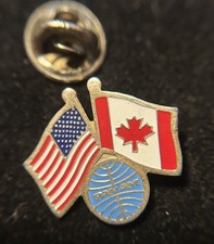 Pan Am Airlines Flag Pin USA Canada Vintage England Double Cabin Crew Canadian
