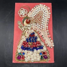 OOAK VINITAGE JEWELRY ART ANGEL UNFRAMED