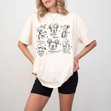 Disney Mickey And Friends Signatures Shirt, Vintage Disney Sketch Tee Shirt