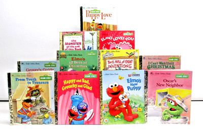 Little Golden Books Sesame Street Lot -Oscar's New Neighbor/Elmo Loves You