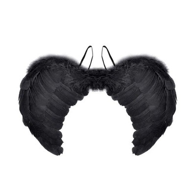 Schwarz Gothic Dark Angel Fee Flügel und Heiligenschein Halloween Teufel Kostüm