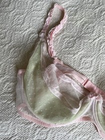 Agent Provocateur - Sheer Pink & Green Underwired  Bra - Size 36 E /95 E -BNWOT 