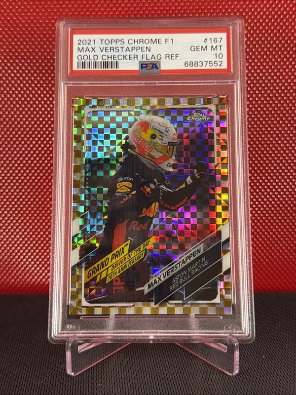 2021 Topps Chrome F1 Max Verstappen Gold Checkered Refractor /50 PSA 10