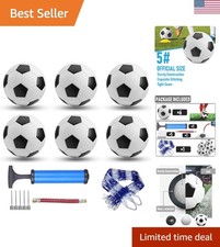 Official Size 5 Soccer Balls - 6 Pack with Ball Pump  Carry Bag Included