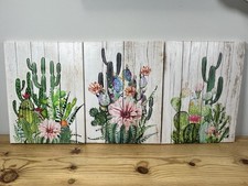 Beautiful Boho/southwestern 3 Piece Botanical Cactus/floral Canvas Wall Art.